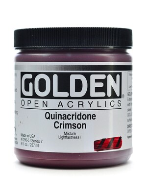 Golden Open Acrylic Colors Quinacridone Crimson 8 Oz. Jar