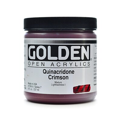 Golden Open Acrylic Colors Quinacridone Crimson 8 Oz. Jar