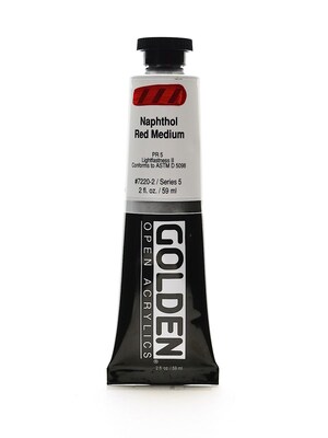 Golden Open Acrylic Colors, Naphthol Red Medium, 2Oz Tube (93610)
