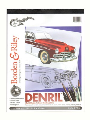 Borden And Riley Denril Vellum Pads, 9" X 12" Pad Of 25 (67783)