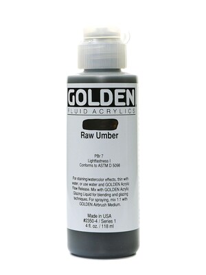 Golden 16103 Raw Umber Fluid Acrylics Paint, 4Oz
