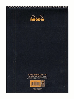 Rhodia Wirebound Notebooks, Graph, 8-1/4 X 12-1/2, Black, 5/Pack (92618-Pk5)