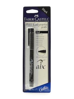 Faber-Castell Pitt Chisel Nib Calligraphy Pens, Broad Nib, Black Ink, 10/Pack (67115-PK10)