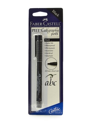 Faber-Castell Pitt Chisel Nib Calligraphy Pens, Broad Nib, Black Ink, 10/Pack (67115-PK10)