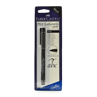 Faber-Castell Pitt Chisel Nib Calligraphy Pens, Broad Nib, Black Ink, 10/Pack (67115-PK10)