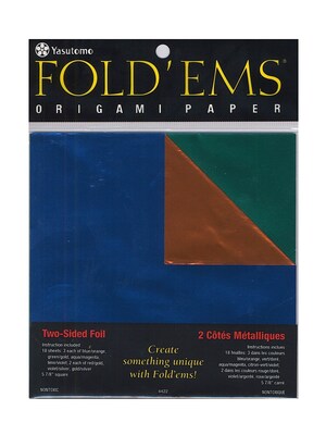 Yasutomo FoldEms Origami Paper Two-Sided, Foil/Solid, 5 7/8, 3/Pack (36570-Pk3)