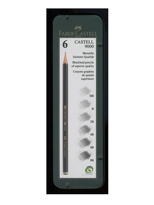Faber-Castell 9000 Graphite Sketch Pencil Sets Art 8B - Hb Set Of 6