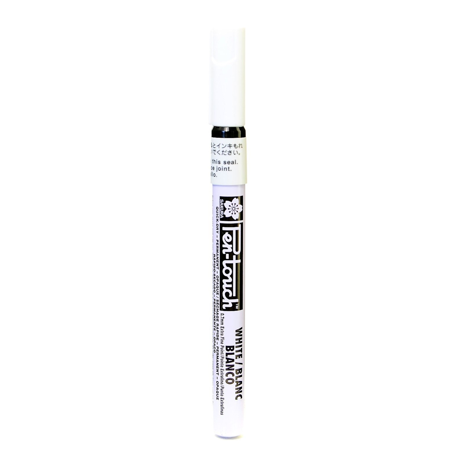 Sakura Pen-Touch Marker, 0.7Mm, Extra Fine, White, 4/Pack (61307-Pk4)