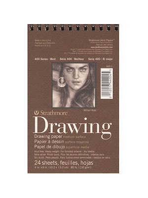 Strathmore 400 Series 4 x 6 Wire Bound Drawing Sketch Pad, 24 Sheets/Pad, 8/Pack (40557-PK8)
