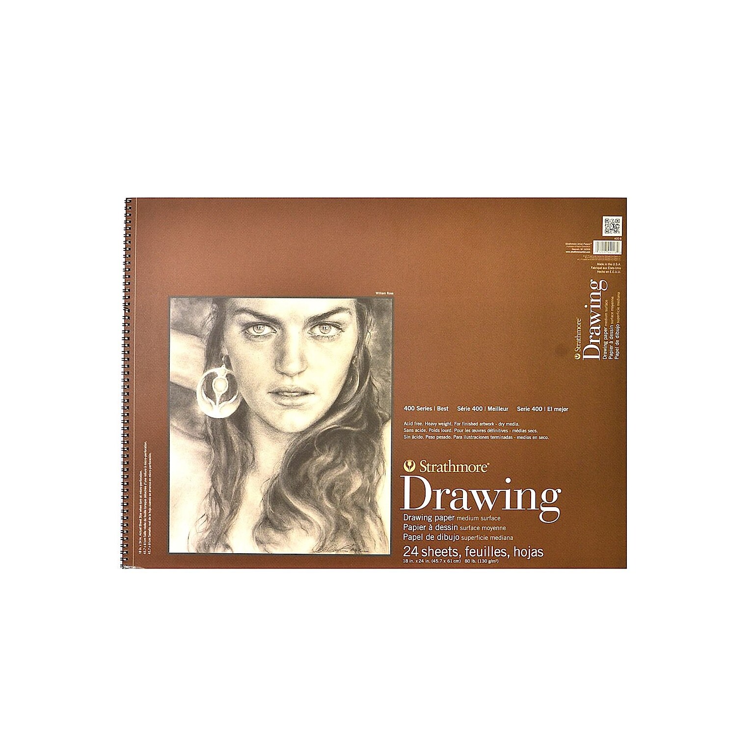 Strathmore 400 Series 18 x 24 Wire Bound Drawing Sketch Pad, 24 Sheets/Pad, 2/Pack (68178-PK2)