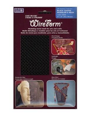 Amaco Wireform Metal Mesh Black Coated Aluminum Woven Modelers Mesh - 8 Mesh Mini-Pack [Pack Of 2]