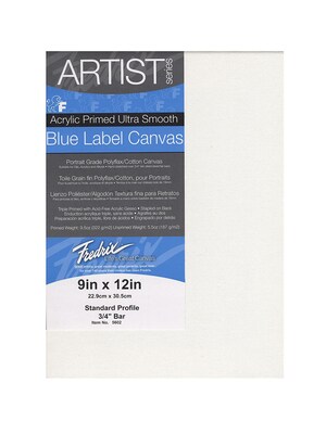 Fredrix Blue Label Ultra-Smooth Portrait Grade Pre-Stretched Artist Canvas 9 In. X 12 In. Each