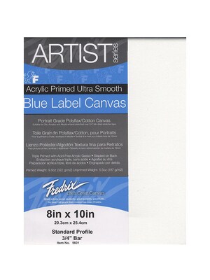 Fredrix Blue Label Ultra-Smooth Portrait Grade Pre-Stretched Artist Canvas 8 In. X 10 In. Each