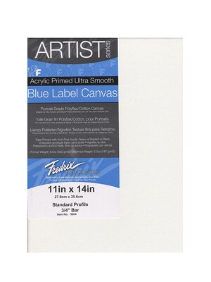 Fredrix Blue Label Ultra-Smooth Portrait Grade Pre-Stretched Artist Canvas, 11X14, 2Pk (73243-Pk2)