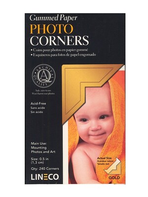 Lineco Infinity Paper Gold Photo Corners, Pack Of 252, 2/Pack (20649-Pk2)