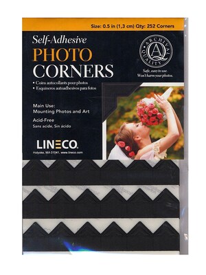 Lineco 32086-Pk2 Black Infinity Paper Photo Corners Pack Of 252, 2/Pack