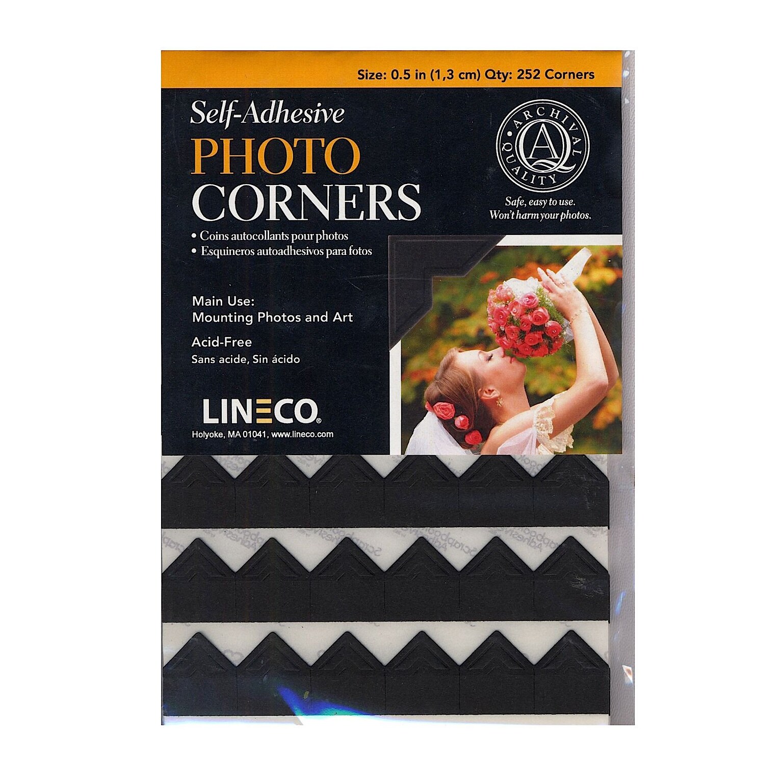 Lineco 32086-Pk2 Black Infinity Paper Photo Corners Pack Of 252, 2/Pack