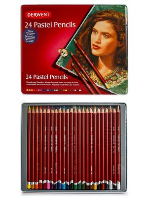 DERWENT Pastel Pencils Tin Set of 24 Express Shipping