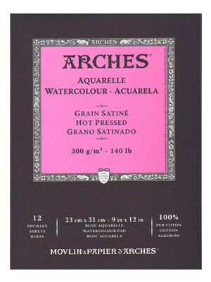 Arches Watercolor Pad 9 In. X 12 In. Hot Pressed 140 Lb. [Pack Of 2]