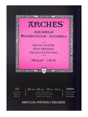 Arches Watercolor Pad 10 In. X 14 In. Hot Pressed 140 Lb.