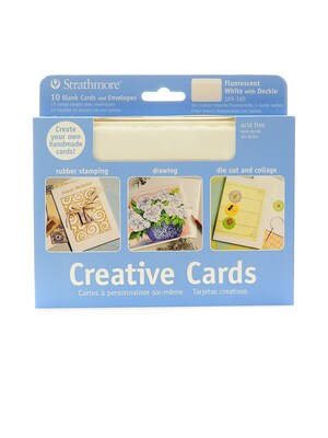 Strathmore Blank Greeting Cards With Envelopes, Fluorescent White With Same Deckle, 2Pk (51582-Pk2)