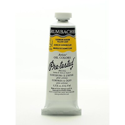 Grumbacher Pre-Tested Artists Oil Colors Cadmium Barium Yellow Light P033 1.25 Oz.