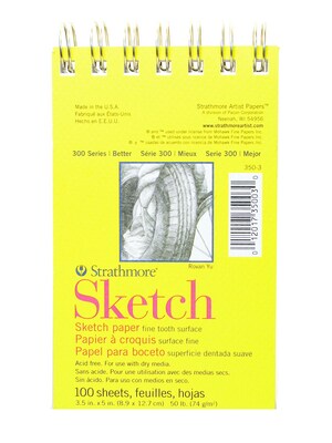 Strathmore 300 Series 3.5 x 5 Wire Bound Sketch Pad, 100 Sheets/Pad, 6/Pack (87919-PK6)