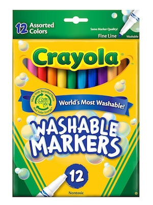 Crayola Washable Markers -- Assorted Colors fine line  [Pack of 3]