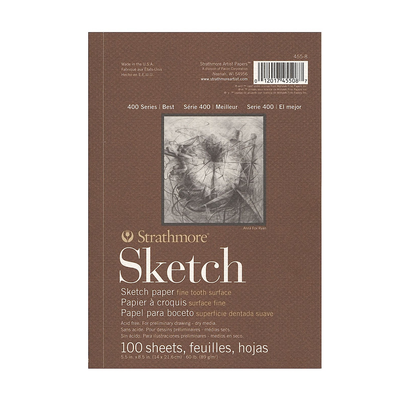 Strathmore Series 400 Sketch Pads 8 1/2 In. X 5 1/2 In. 100 Sheets [Pack Of 4]