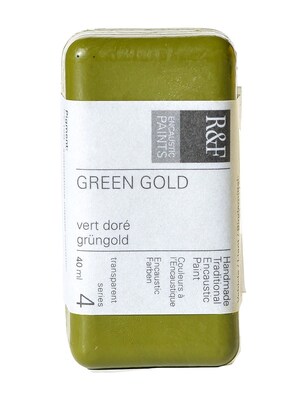 R  And  F Handmade Paints Encaustic Paint Green Gold 40 Ml