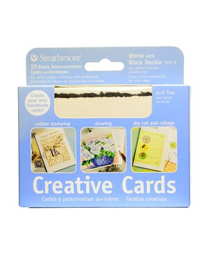 Strathmore Announcement Card Fluorescent White With Black Deckle Pack Of 3 (20922-Pk3)