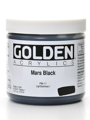 Golden Heavy Body Acrylic Paints, Mars Black, 16Oz (12387)