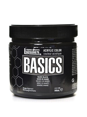Liquitex Basics Acrylics Colors, Mars Black, 32Oz Jar (27971)