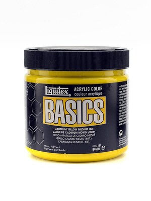 Liquitex Basics Acrylics Colors, Cadmium Yellow, Medium Hue, 32Oz Jar (44898)