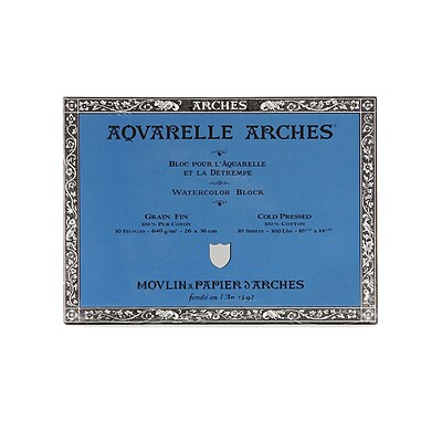 Arches Aquarelle Watercolor Block 300Lb, Cold Press, 10 X 14 (86477)