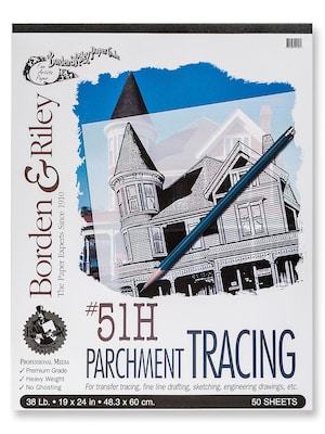 Borden  And  Riley #51H Parchment Tracing Paper 19 In. X 24 In. Pad Of 50