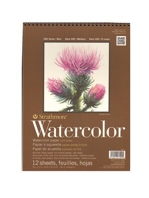 Strathmore 400 Series Watercolor Pad, 9" X 12", Spiral Pad, 3/Pack (42522-Pk3)