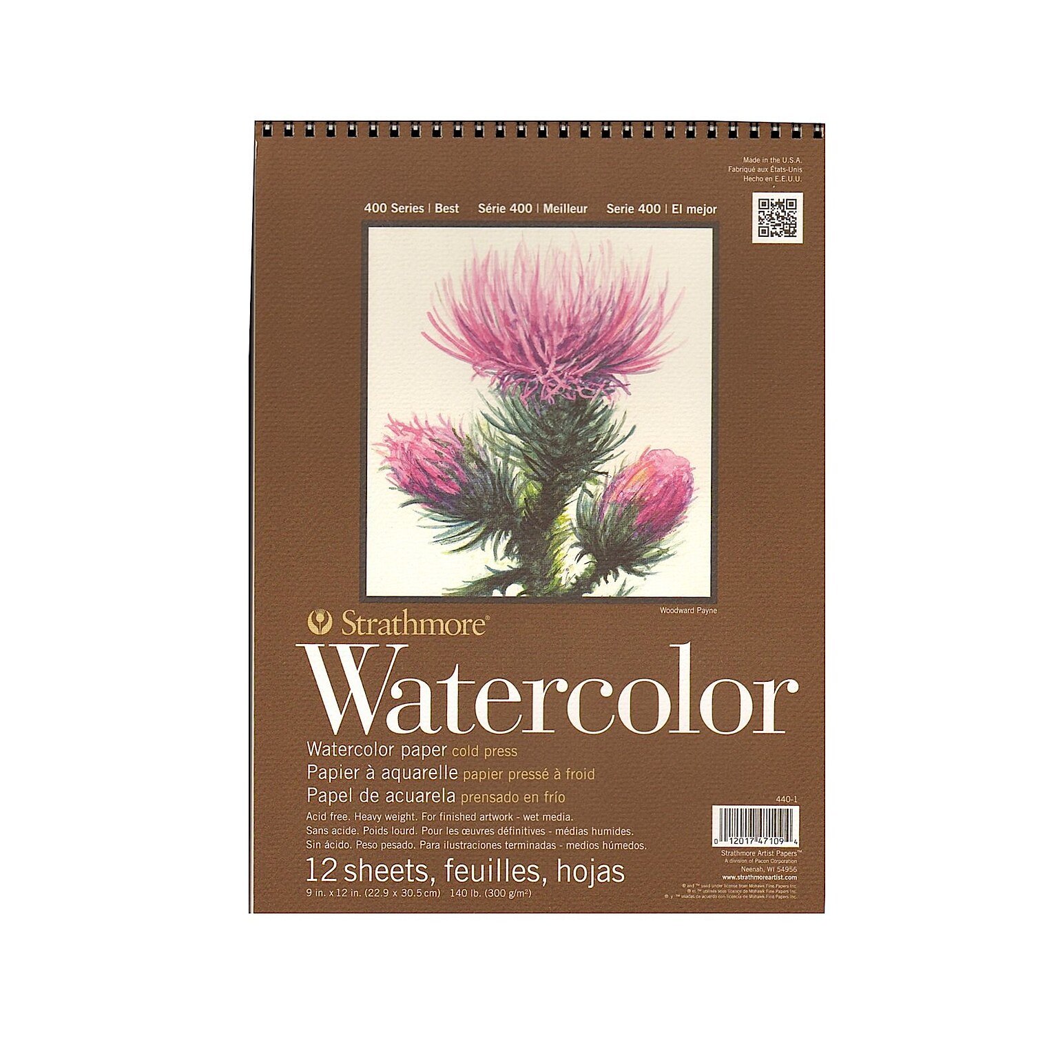 Strathmore 400 Series Watercolor Pad, 9 X 12, Spiral Pad, 3/Pack (42522-Pk3)