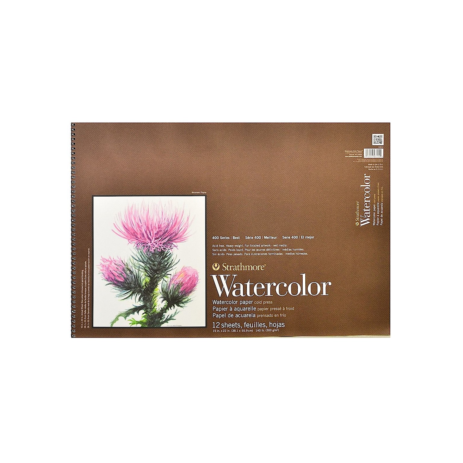 Strathmore 400 Series Watercolor Pad 15 In. X 22 In. Spiral Pad Of 12