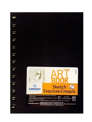 Canson 5 x 7 Wire Bound Sketch Book, 80 Sheets/Book, 2/Pack (60517-PK2)