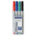Staedtler Lumocolor Non-Permanent Overhead Projection Markers assorted colors fine 0.6 mm set of 4 [Pack of 3]