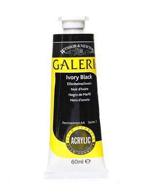 Winsor And Newton Galeria Flow Formula Acrylic Colours, Ivory Black, 60Ml 331, 4/Pack (35297-Pk4)