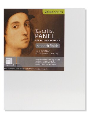 Ampersand The Artist Panel Primed Smooth Flat Profile 8 In. X 10 In. 1/8 In. [Pack Of 5]