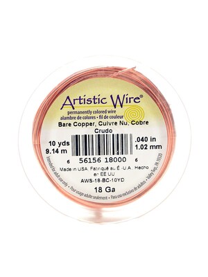 Artistic Wire Spools 10 Yd. Bare Copper 18 Gauge [Pack Of 4]