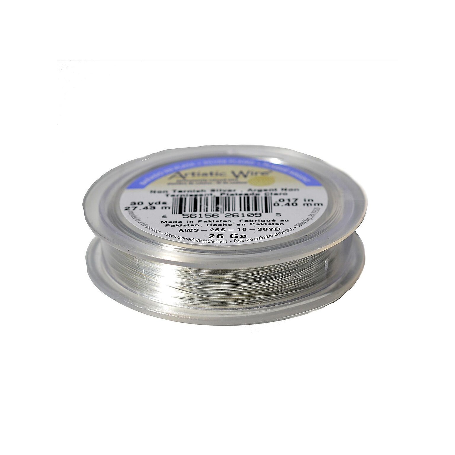 Artistic Wire 47892-Pk2 Non-Tarnish Silver Wire Spool, 15Yd, 26 Gauge, Silver Plated, 2/Pack