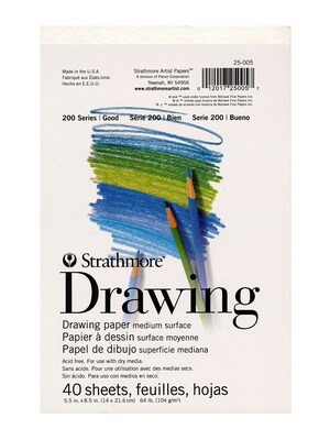 Strathmore 200 Series 5.5 x 8.5 Drawing Sketch Pad, 40 Sheets/Pad, 9/Pack (39074-PK9)