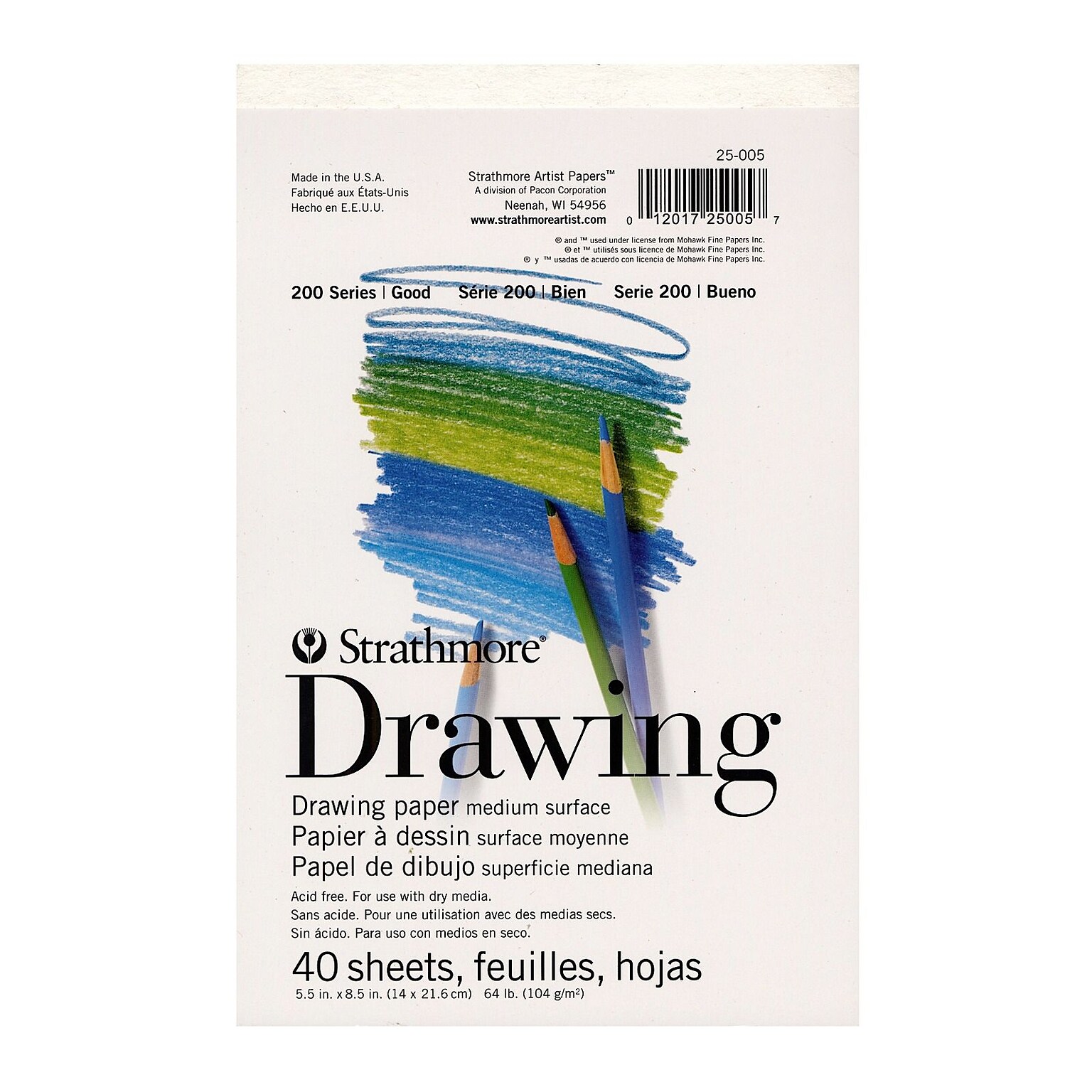 Strathmore 200 Series 5.5 x 8.5 Drawing Sketch Pad, 40 Sheets/Pad, 9/Pack (39074-PK9)