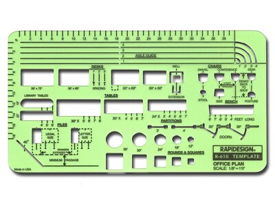 Rapidesign Interior Drafting And Design Templates Office Plan Layout 1/8 In. = 1 Ft.