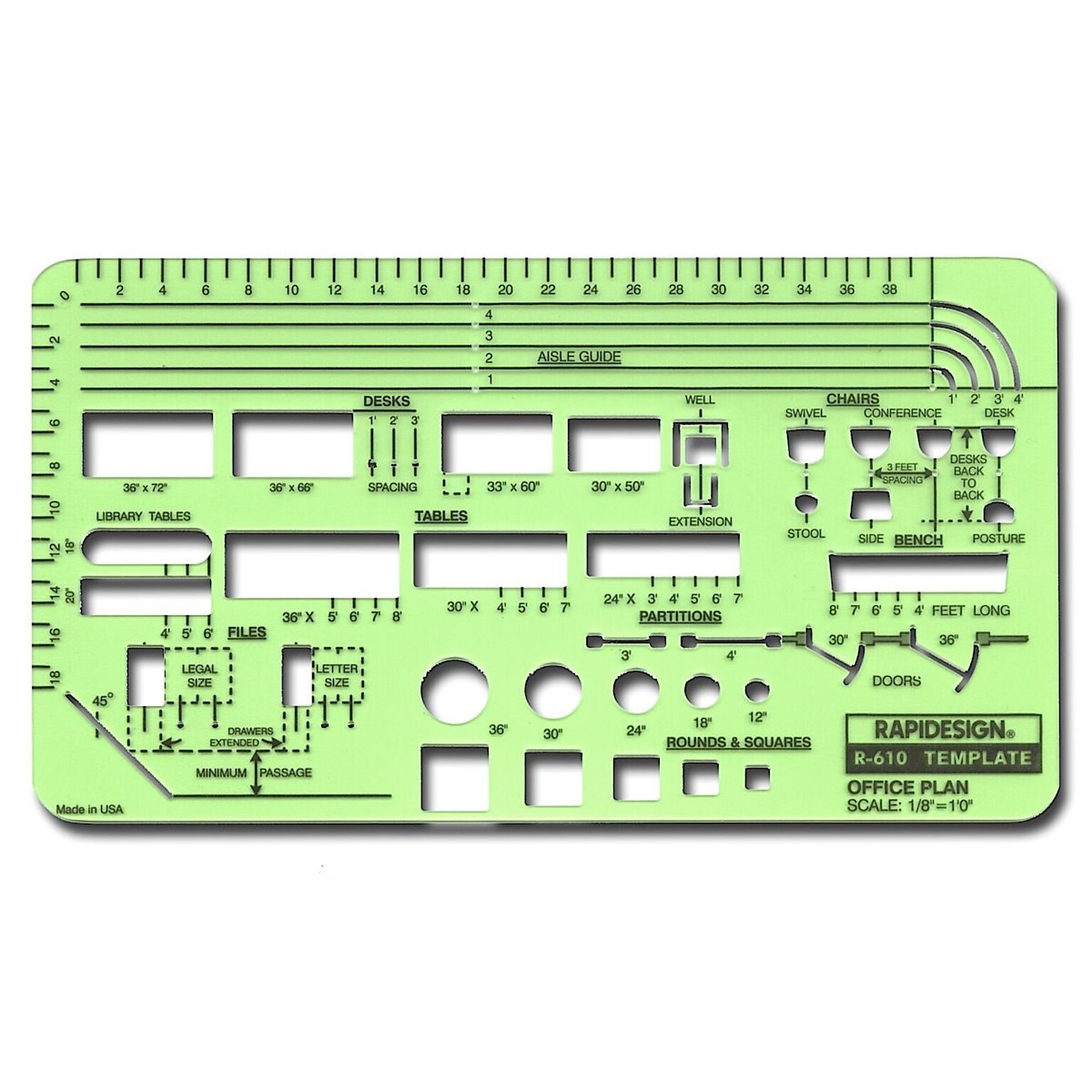 Rapidesign Interior Drafting And Design Templates Office Plan Layout 1/8 In. = 1 Ft.