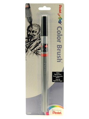 Pentel Color Brush Pigment Black Pen [Pack Of 5]